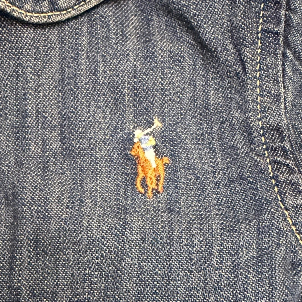 Ralph Lauren Girls Denim Shirt Dress in Blue with Embroidered Pony